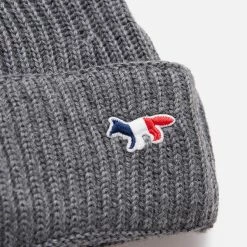 Mens Maison Kitsune Tricolor Fox Beanie -Cheap Women Shoes Store hp 465296 c scaled